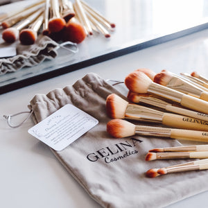 Gelina Cosmetics Professional 18 Piece Bamboo Make Up Brush Set
